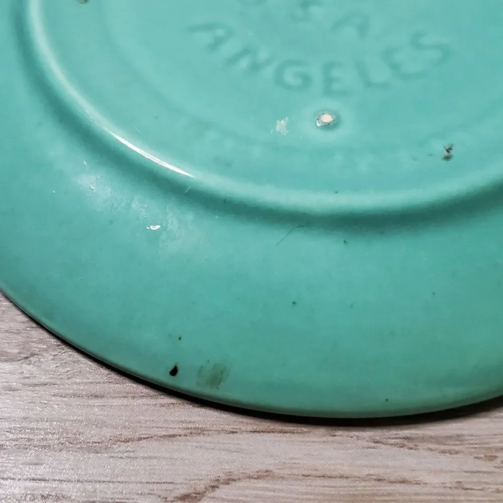 Set of 3 Genuine Vintage Bauer Pottery Ringware Saucers - Blue, Cobalt, Green